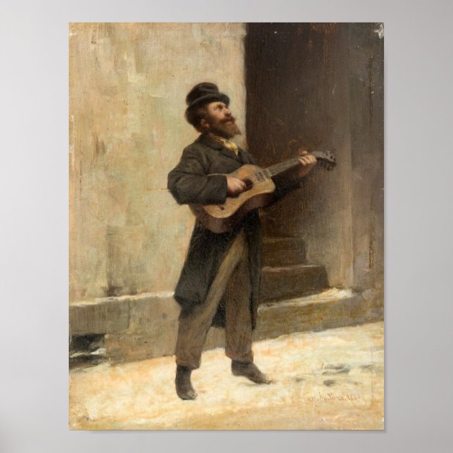 Straßenmusiker mit Gitarre (von Gerolamo Induno) Poster (Vorne)