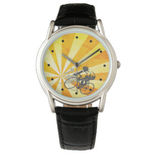 Straßenradfahrer und Retro-Sunburst-Biker Armbanduhr