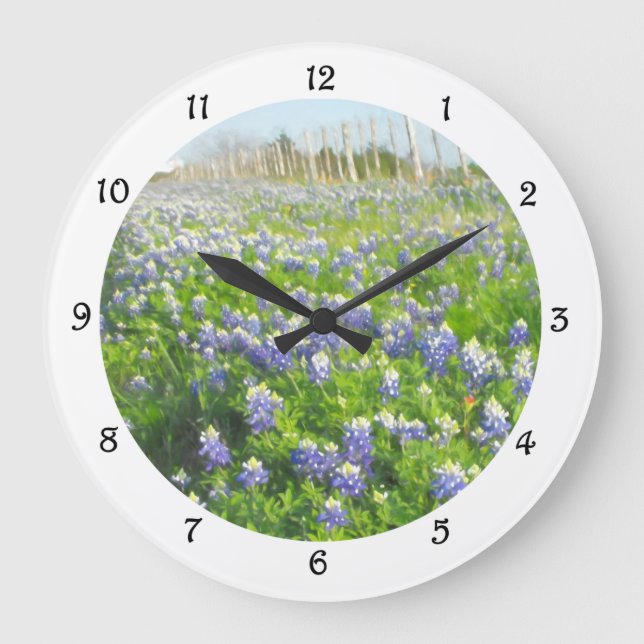Straßenrandbluebonnets-runde Uhr (Vorderseite)