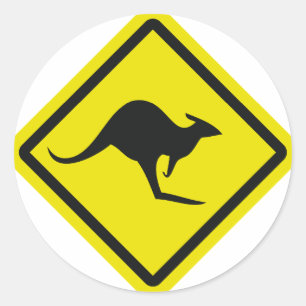 Straßenschild australia kangaroo Symbol Runder Aufkleber