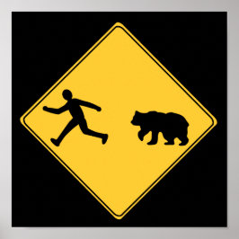 Straßenschild - Bär Poster