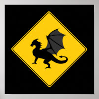 Straßenschild - Drachenplakat
