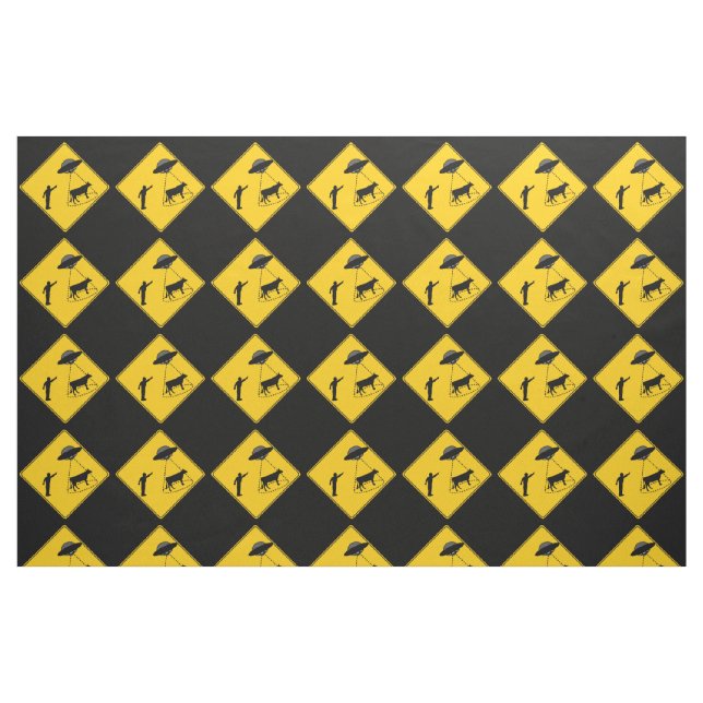 Straßenschild- Kuh und UFO Stoff (Fat Quarter (45,7 x 55,9 cm))