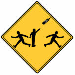 Straßenschild- Meteorschnitt-Skulptur Fotoskulptur Magnet<br><div class="desc">"Hey,  schau dir das an!" Das sonnige Schild wurde im Stil eines Wegweises gemacht. Schild mit einem Meteor oder Asteroidenfeld bald auf den Boden einwirken. Eine Prognose von 2012 zur Apokalypse.</div>