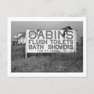 Straßenschild, Toiletten mit Wasserspülung Vintage Postkarte