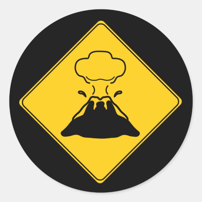Straßenschild - Vulkan Runder Aufkleber (Vorderseite)