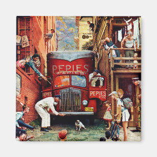 Straßensperre durch Norman Rockwell Magnet