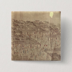 Straßenszene, Chinese, Ming-Dynastie Button