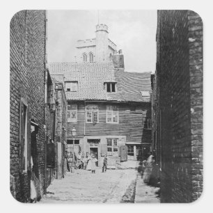 Straßenszene in viktorianischem London Quadratischer Aufkleber