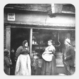 Straßenszene in viktorianischem London Quadratischer Aufkleber