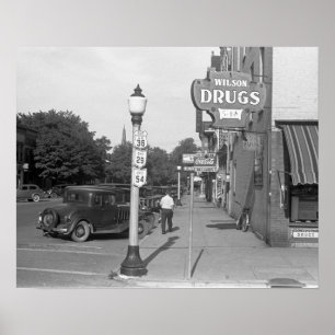 Straßenszene Urbana, Ohio, 1938. Vintage-Foto Poster