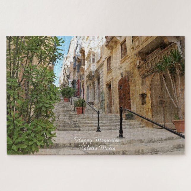 Straßenszene Valletta Malta. Puzzle (Horizontal)