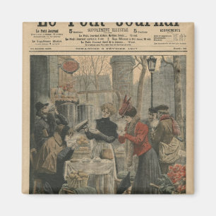 Straßenszenen von Paris-Frühstück im Freilicht Magnet