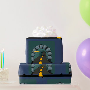 Straßentunnel mit gelben Linienmarkierungen Geschenkpapier