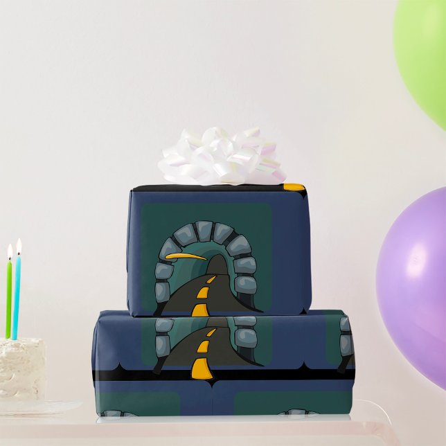 Straßentunnel mit gelben Linienmarkierungen Geschenkpapier (Von Creator hochgeladen)