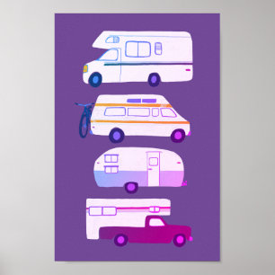 STRASSENVERKEHR! Campervan vanlife RV Trailer Lila Poster