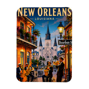 🎷 Straßenzüge im French Quarter von New Orleans Magnet