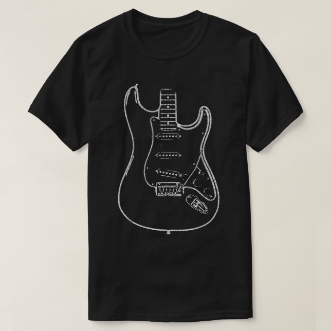 Strat Electric Guitar Line Art Geschenk Idee T-Shirt (Design vorne)