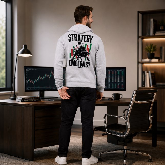 Strategie oder Emotionen Bull Trading Mindset Desi Hoodie (Image shown for illustration purposes only.)
