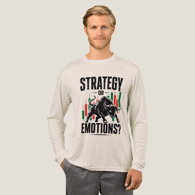 Strategie oder Emotionen Bull Trading Mindset Desi Tri-Blend Shirt (Volle Vorderseite)