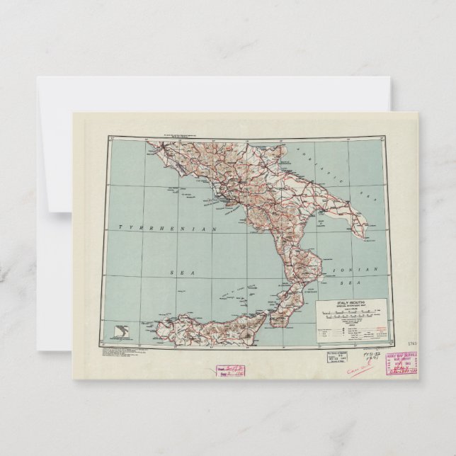 Strategische Karte Süditalien im Zweiten Weltkrieg (Vorderseite)