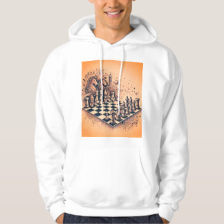 Strategischer Bewegt Schachbrettmuster-Sketch-T - Hoodie