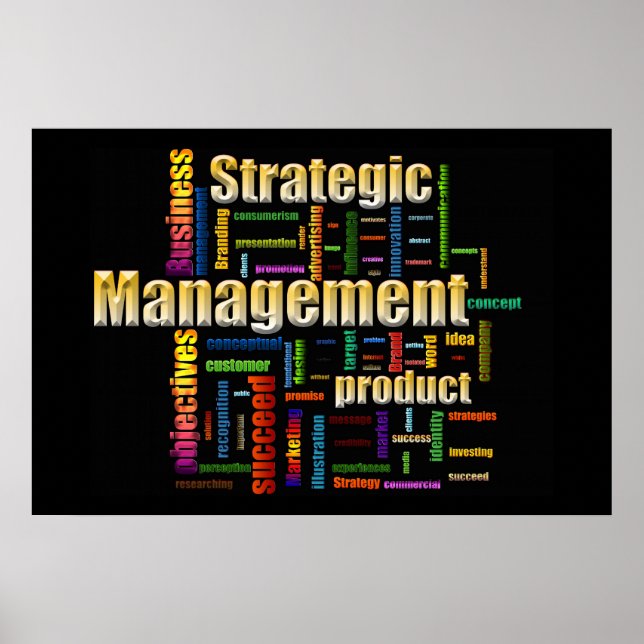 Strategisches Management Schwarz Poster (Vorne)