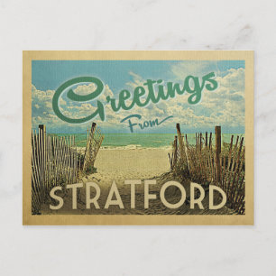 Stratford Connecticut Strand Vintage Reise Postkarte