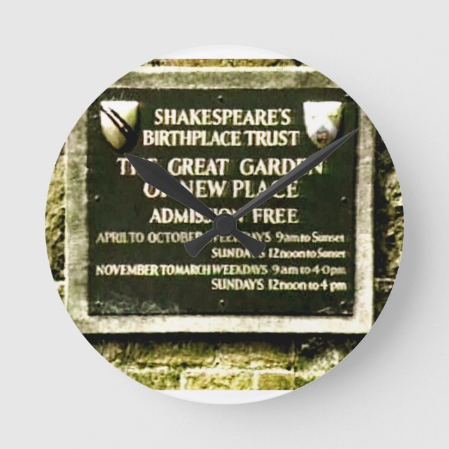 Stratford-upon-Avon Shakespeares Geburt Gibney Runde Wanduhr (Vorderseite)
