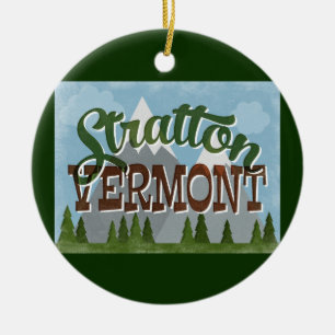 Stratton Vermont Fun Retro Snowy Mountain Keramik Ornament