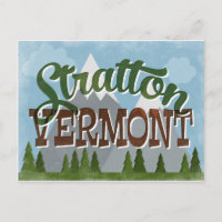 Stratton Vermont Fun Retro Snowy Mountain
