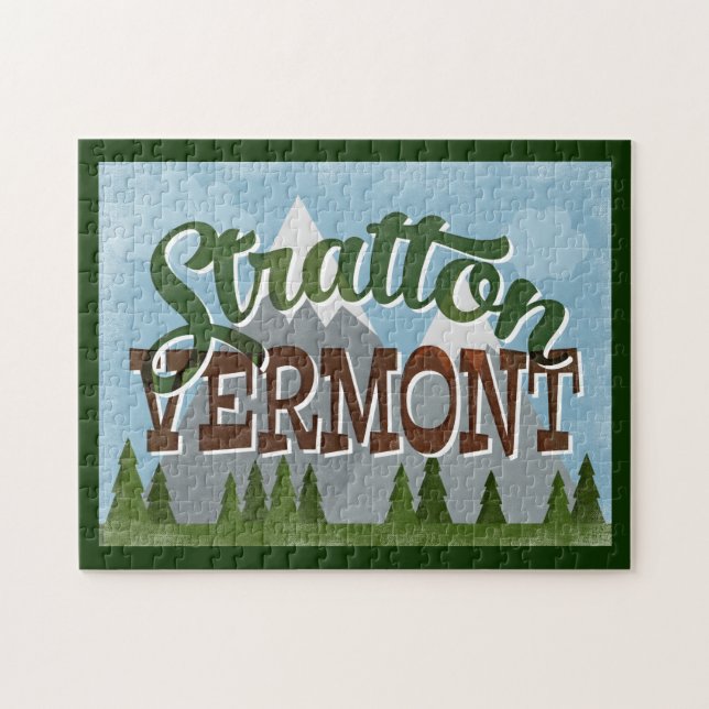 Stratton Vermont Fun Retro Snowy Mountain Puzzle (Horizontal)