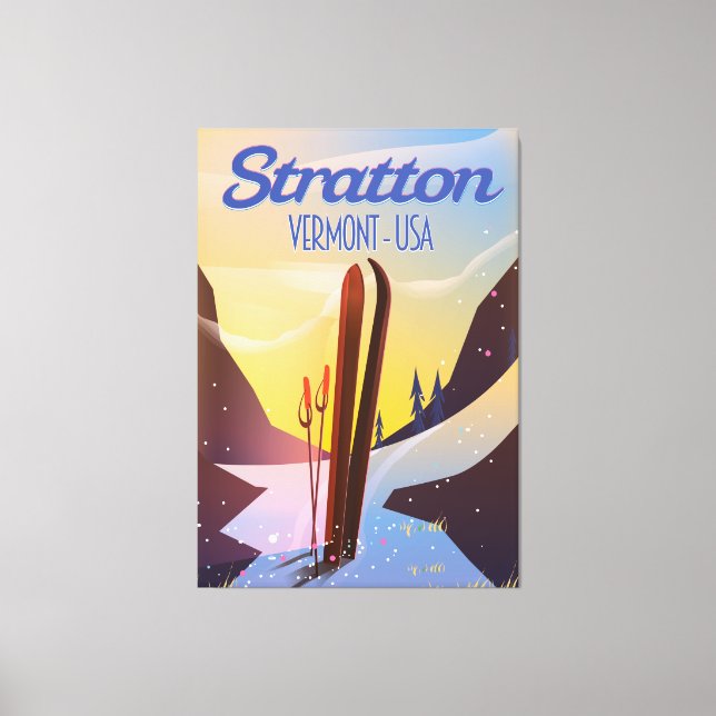 Stratton Vermont Skifahrplakat Leinwanddruck (Vorderseite)