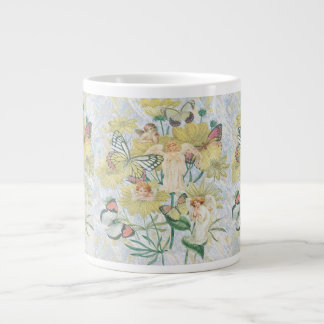 Sträucher, Schmetterlinge und Blume in Gelb Jumbo-Tasse