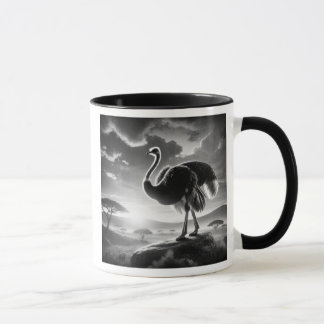 Strauß auf einem Felsen in Savane. Tasse
