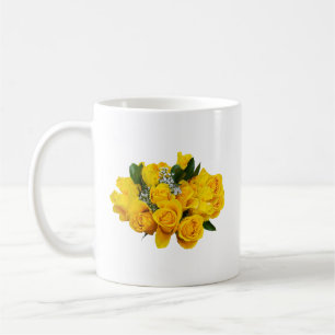 Strauß aus gelben Rosen und Baby’s Breath Kaffeetasse