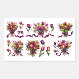 Strauß aus lebendigen Tulpen Rechteckiger Aufkleber