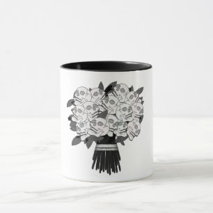 Strauß aus Totenkopfrosen Schwarz & Weiß Gothic Tasse