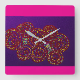 Strauß dunkelroter Rosen Quadratische Wanduhr