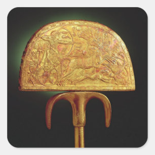 Strauß-Feder Fan, vom Grab von Tutankhamun Quadratischer Aufkleber