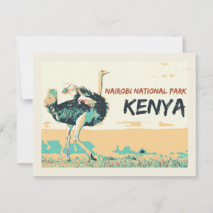 Strauß im Nairobi-Nationalpark, Kenia Postkarte