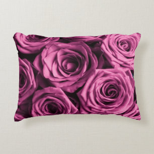 Strauß lila Rosen, Blumen floraler Hintergrund Dekokissen