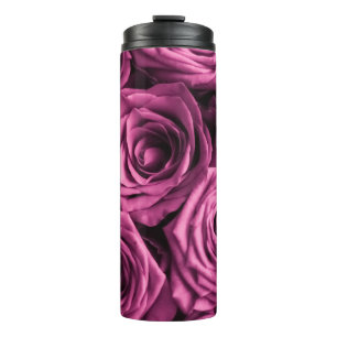 Strauß lila Rosen, Blumen floraler Hintergrund Thermosbecher