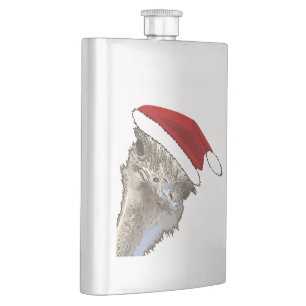 Strauß mit Weihnachtsmannmütze Weihnachten Zoo Tie Flachmann