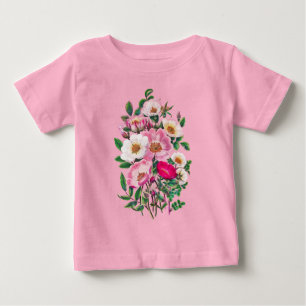 Strauß rosa und weiße Wildrosenblüten Baby T-shirt