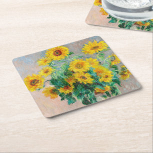 Strauß Sonnenblumen Claude Monet Rechteckiger Pappuntersetzer