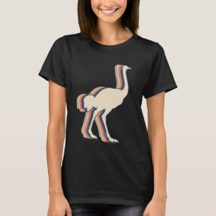 Strauß Tier Retro Linienkunst T-Shirt