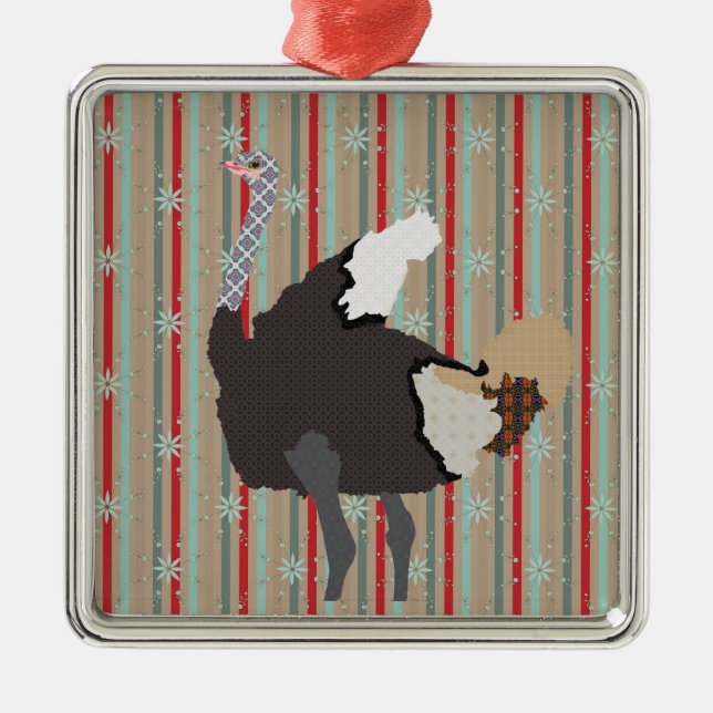 Strauß-Verzierung Silbernes Ornament (Vorne)