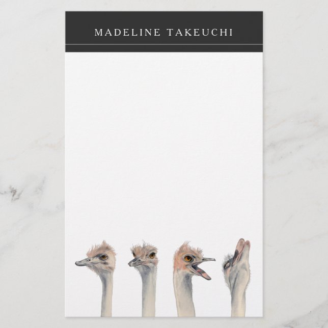 Strauß-Vogel-lustiges Tier | addieren Ihren Namen Briefpapier (Vorderseite)