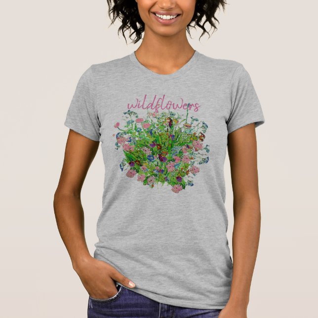 Strauß Wildblumen Graues Shirt  (Vorderseite)